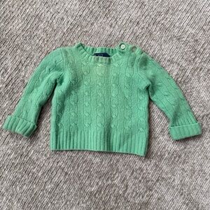 Polo Ralph Lauren Baby 100% Cashmere Cable Knit Sweater 18M Mint Green